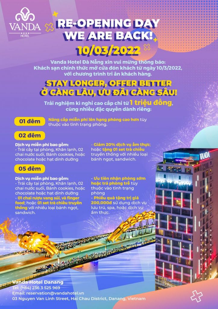 Chương trình tri ân khách hàng mừng ngày khách sạn trở lại hoạt động vào ngày 10/3/2022